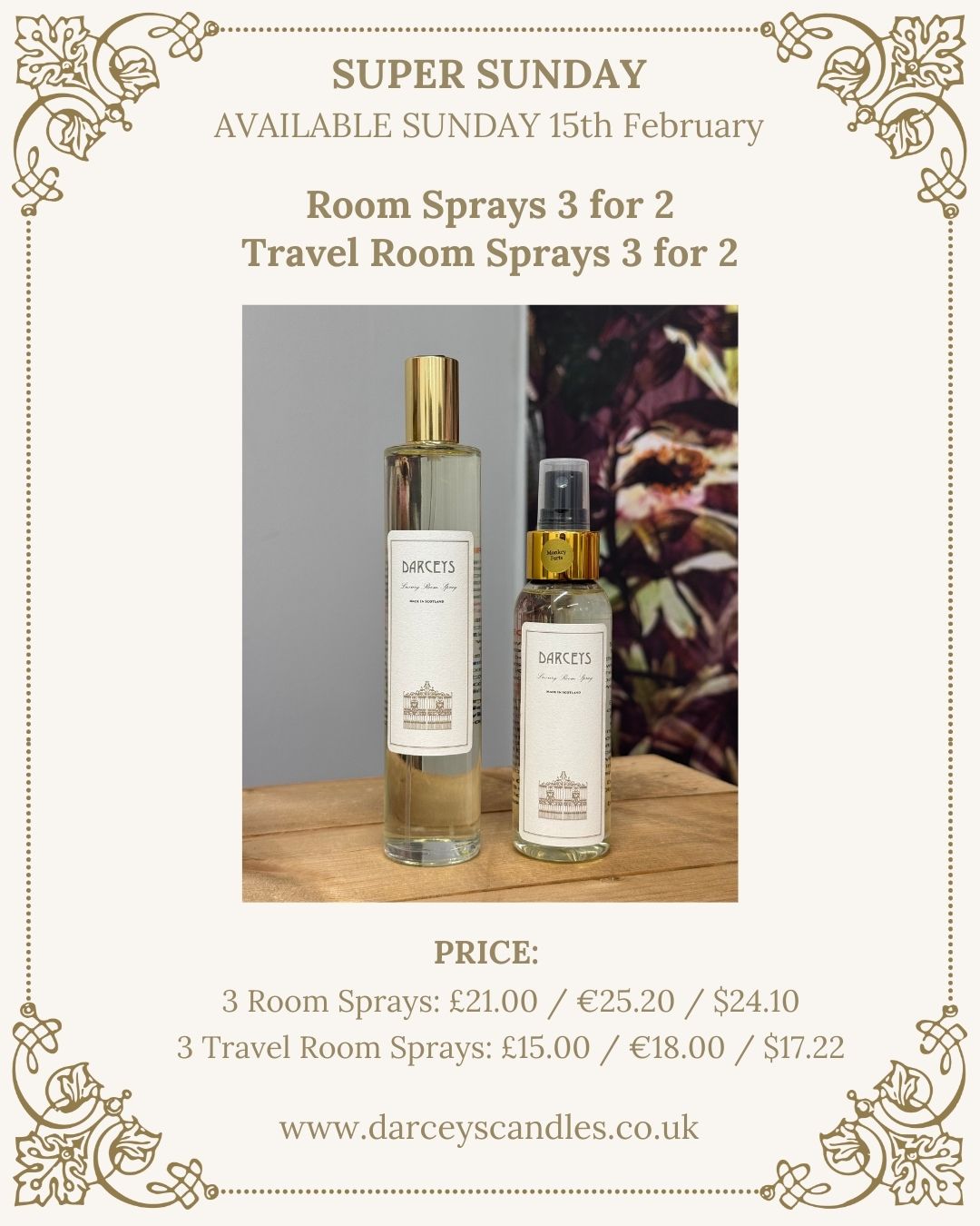 Super Sunday - Travel Room Spray 3 for 2