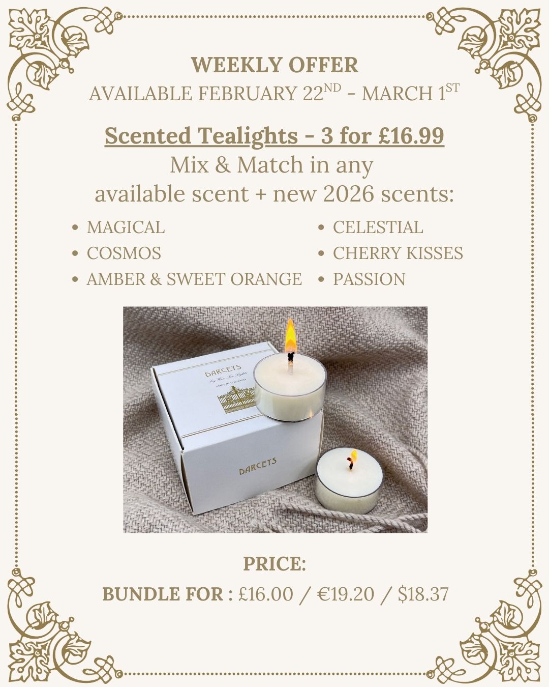Weekly Offer - Scented Tealight Sets 3 for £16.99