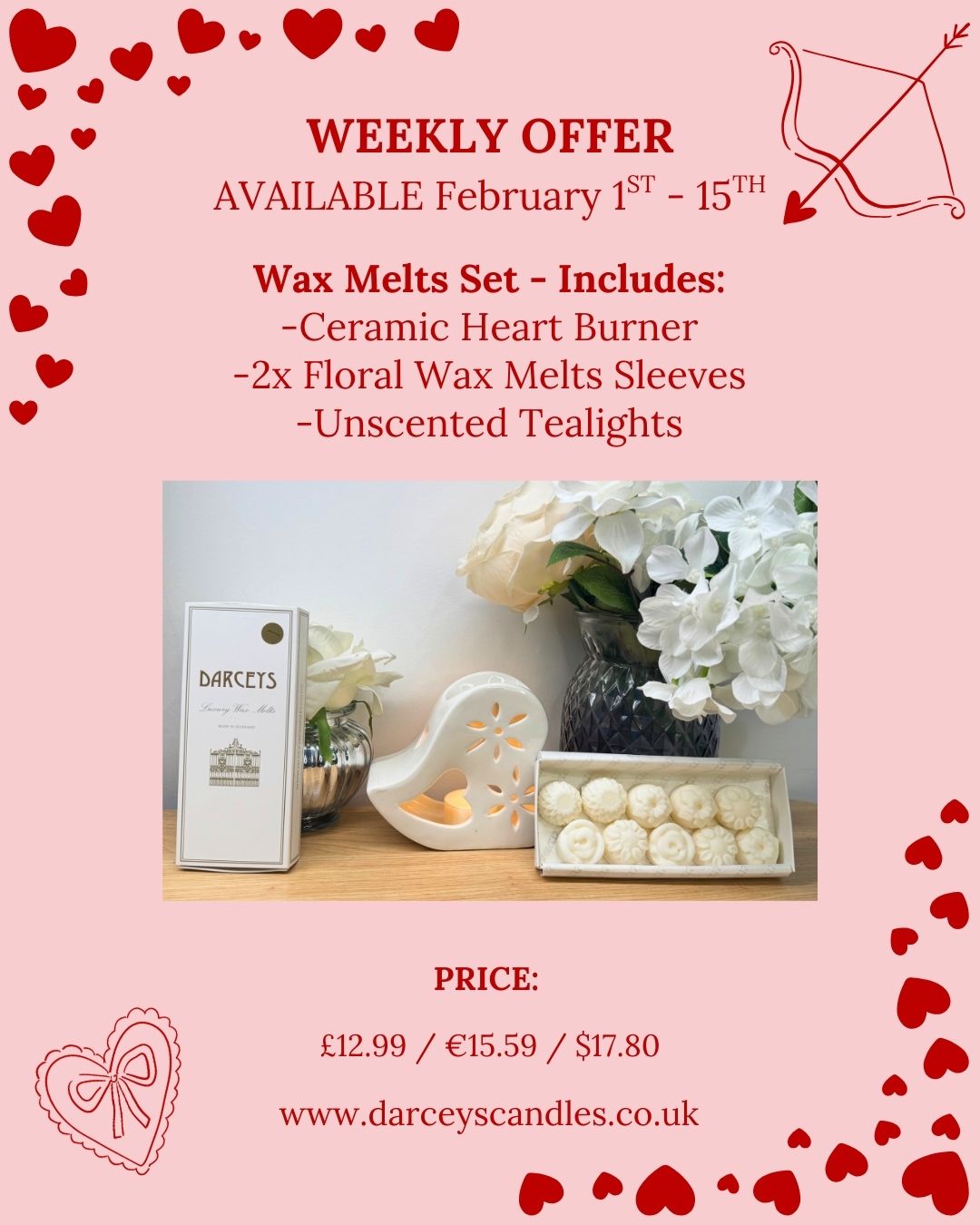 Weekly Offer - Valentines Heart Burner & Floral Melt Bundle