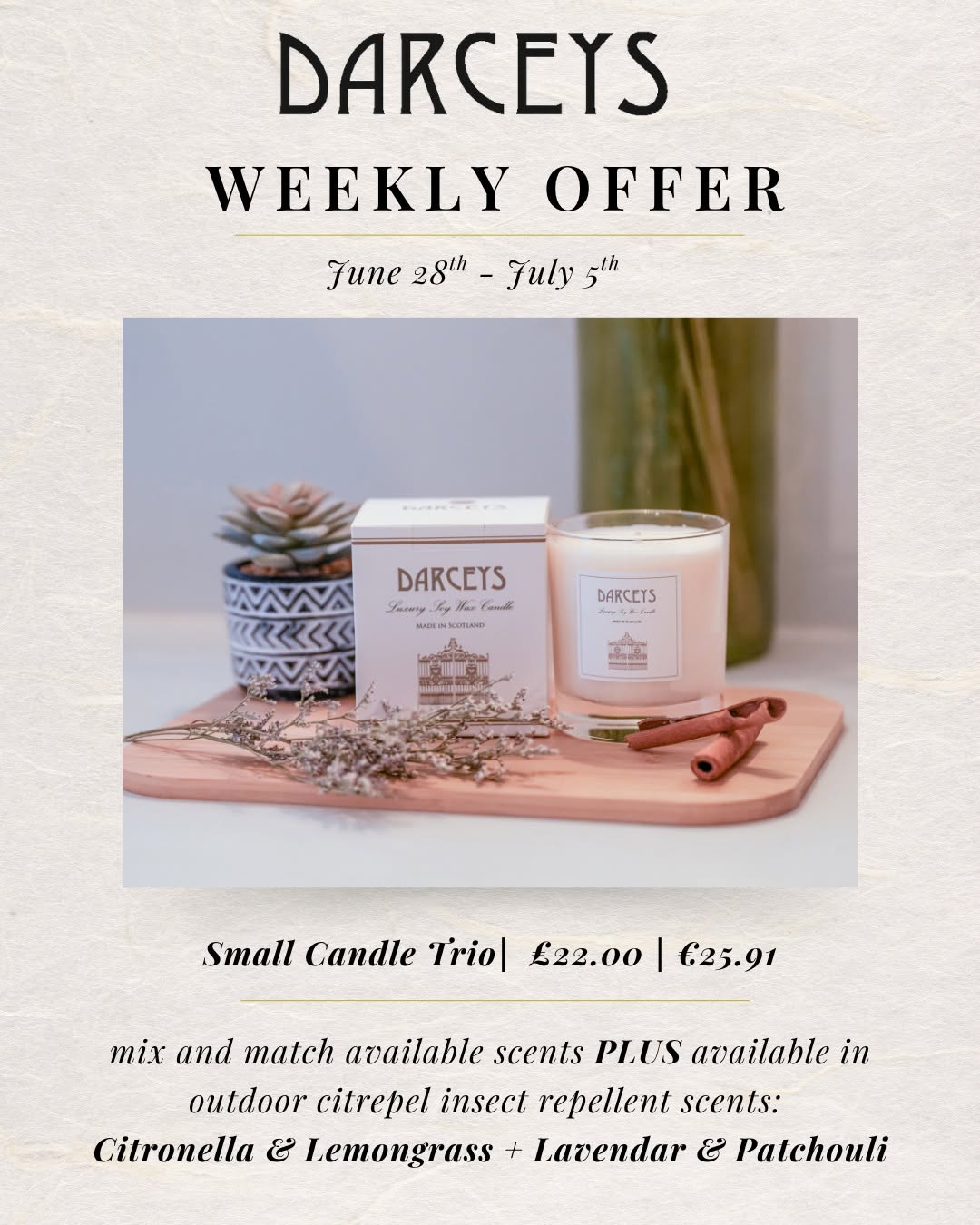 Weekly Offer – Small Candle Trio - £22.00