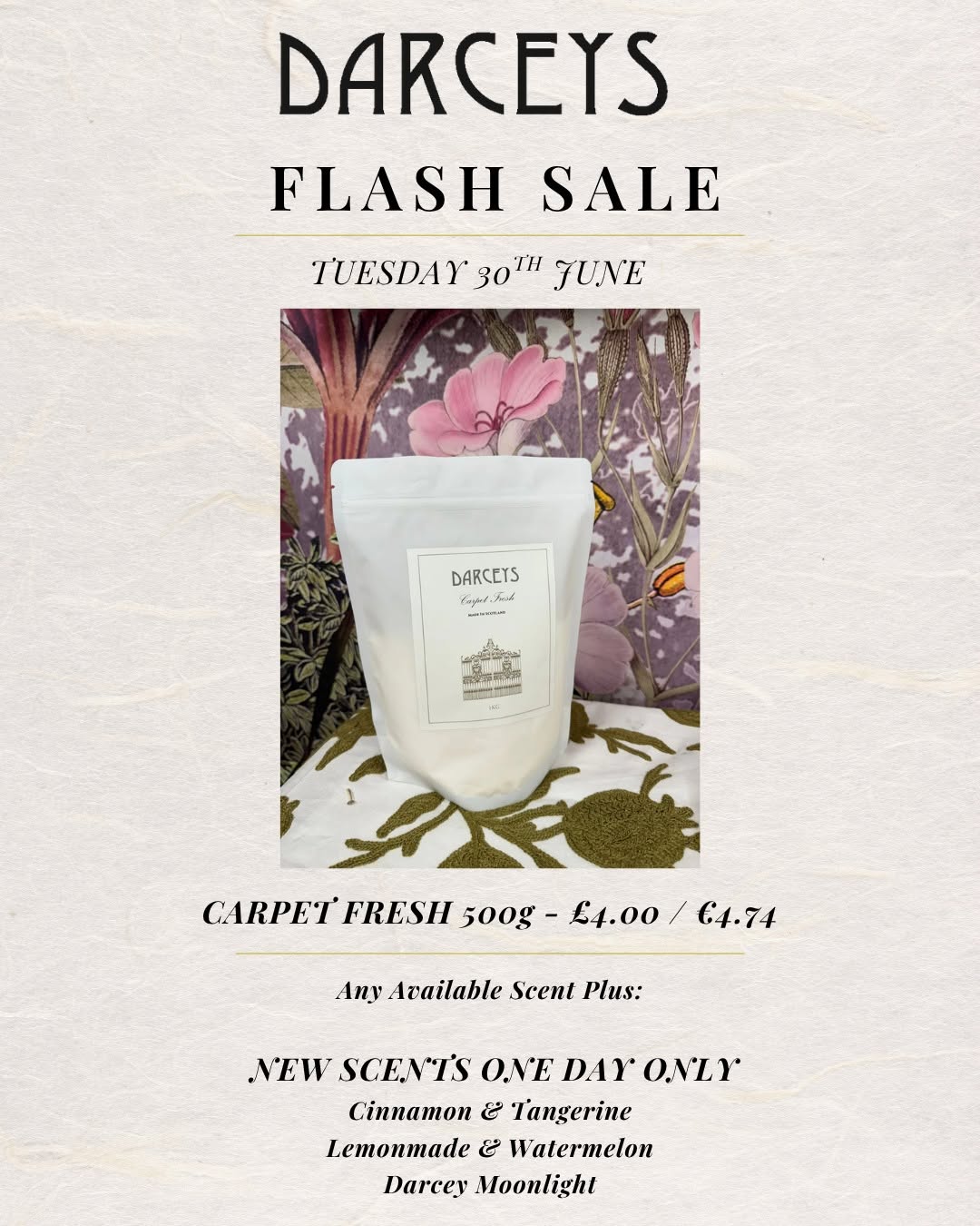 Flash Sale - Carpet Fresh 500g bags only £4.00