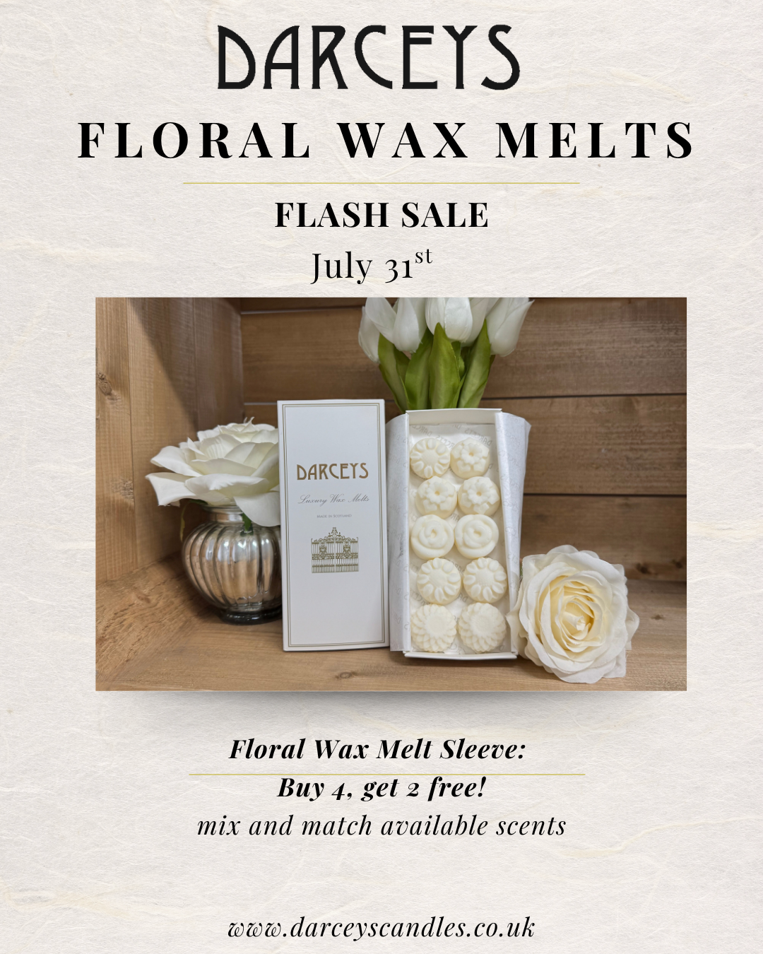 Flash Sale - Floral Wax Melts Buy 4 get 2 Free!