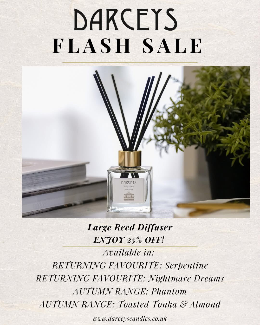 Flash Sale - Diffusers 25% Off (Serpentine, Nightmare Dreams, Phantom, Tonka & ALmond)