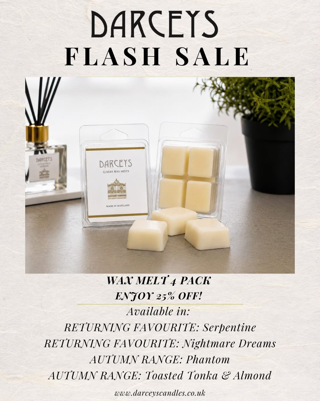 Flash Sale - 4 Pack Melts 25% Off (Serpentine, Nightmare Dreams, Phantom, Tonka & ALmond) (Copy)