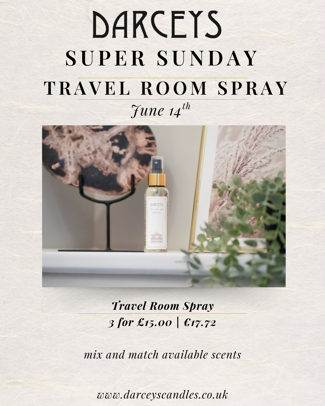 Super Sunday - Travel Room Sprays 3 for £15.00