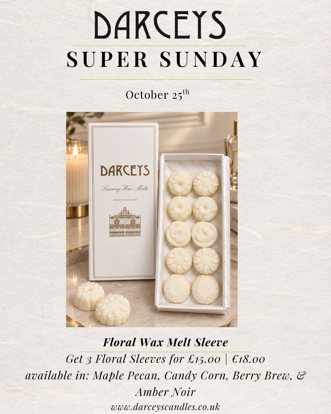 Super Sunday - 3 x Floral Wax Melts £15.00