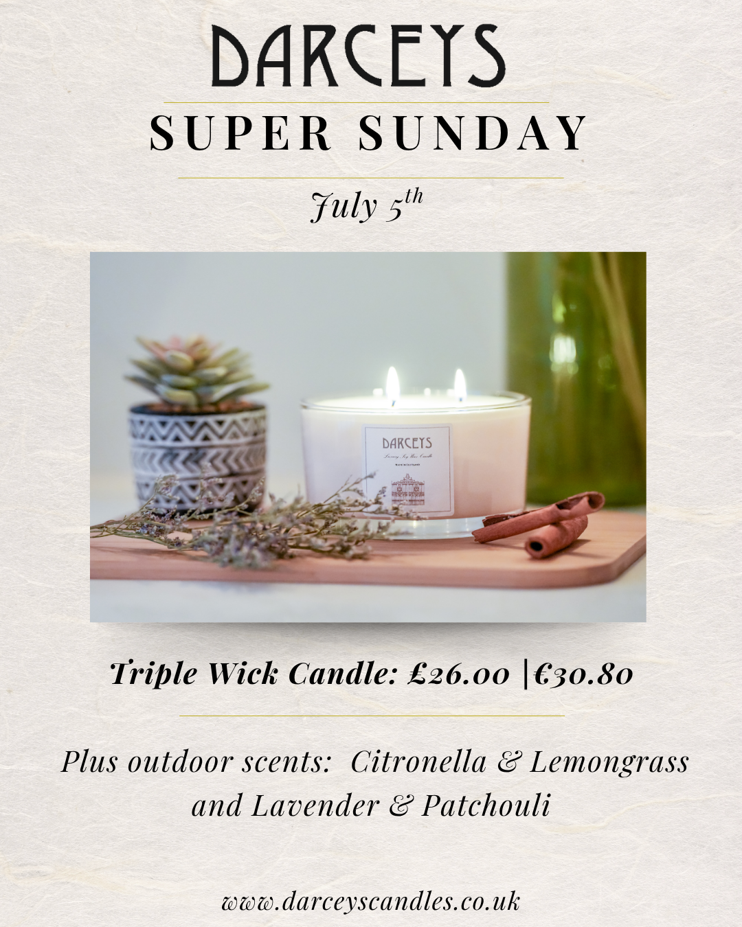 Super Sunday - Triple Wick Candles £26.00