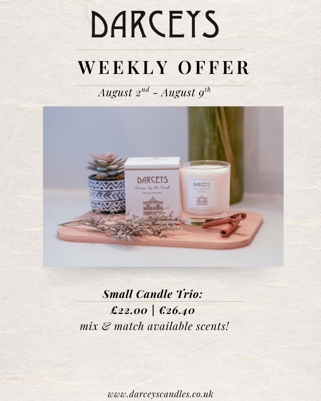 Weekly Offer - Small Candle Trio £22.00