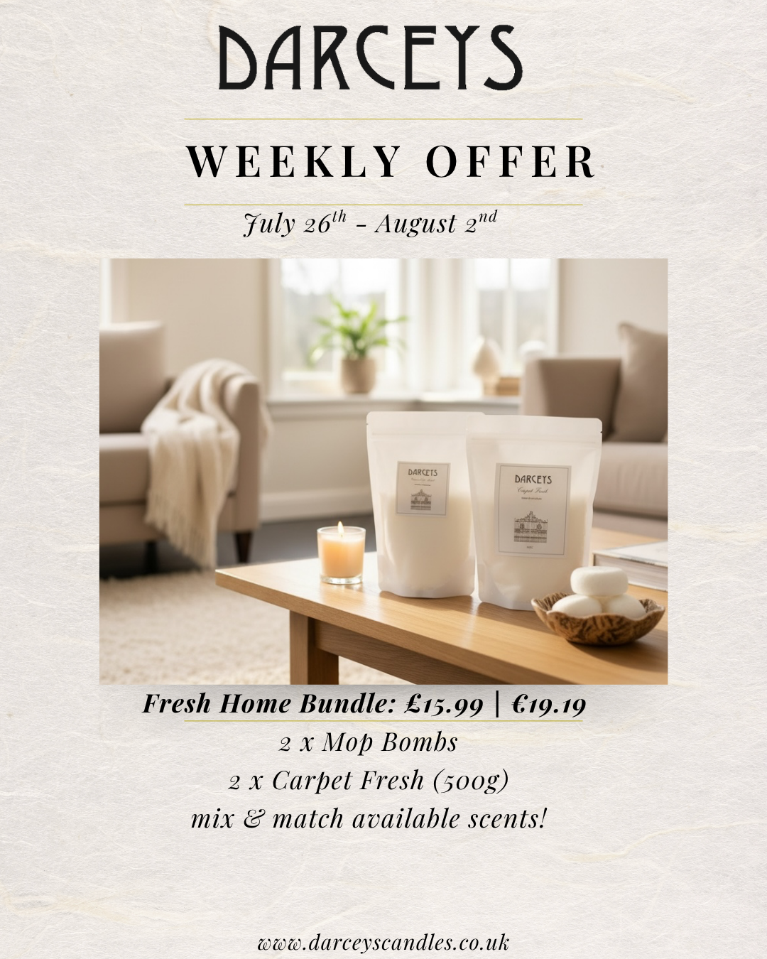Weekly Offer - Home Bundle - 2 x Carpet Fresh and 2 x Mop Bombs £15.99